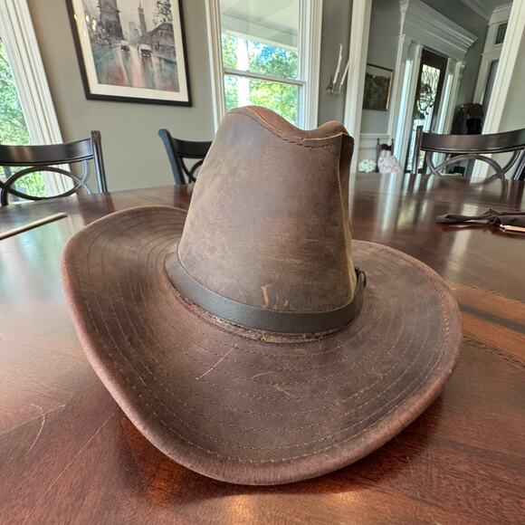 Henschel Hat Company USA HH Brown Leather Western Cowboy Hat Size Large - Picture 8 of 9
